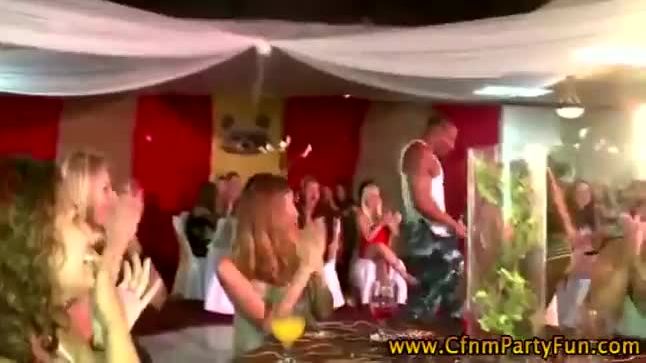Amateur naughty girls give stripper blowjob